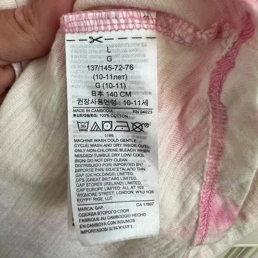 Gap kids girls large pink white tie dye tie dye dress short sleeve